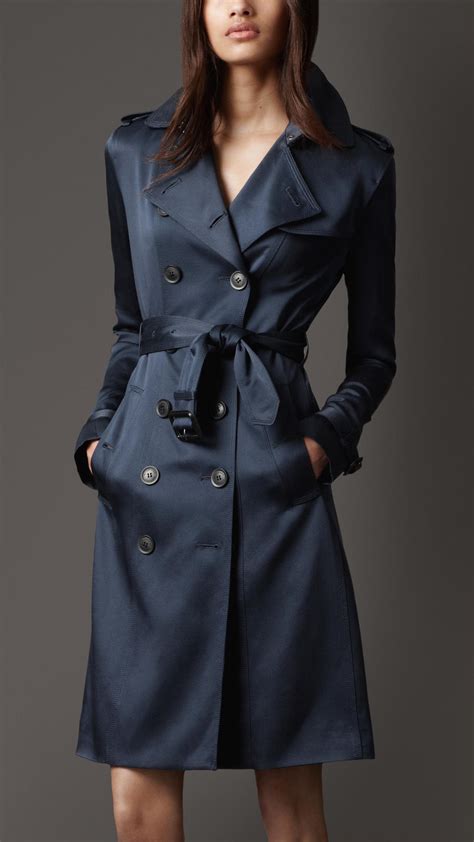 navy blue burberry trench coat.